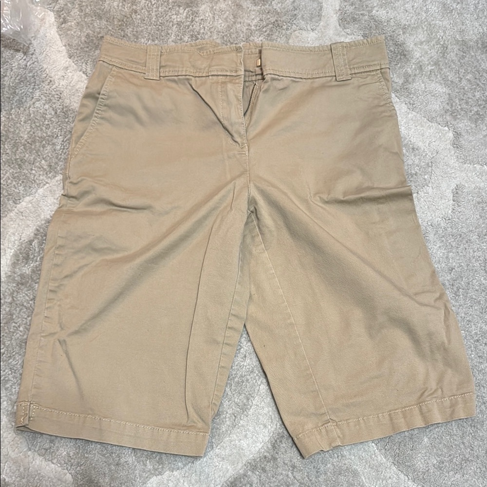 New York & Company Tan Flat Front Shorts